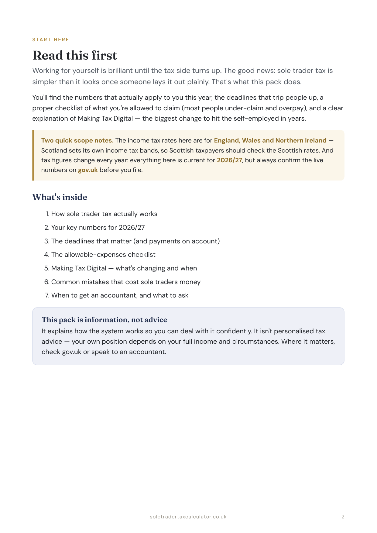 Sole Trader Tax Survival Pack — page 2 preview