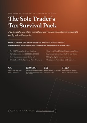 Cover of the Sole Trader's Tax Survival Pack 2026/27
